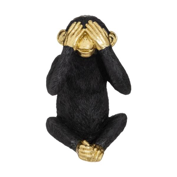 MONKEY SIGHT MODEL, POLYRESINE ΜΑΥΡΟ ΜΕ ΧΡΥΣΟ L8.3xP7xH12.4cm