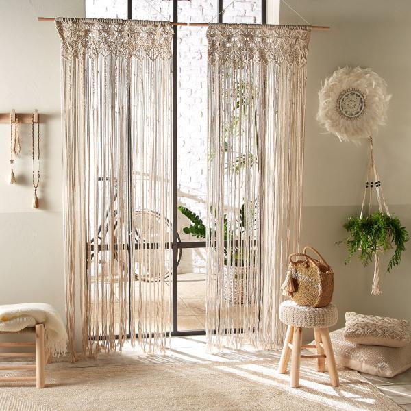 MACRAME, ΠΑΝΕΛ ΓΙΑ ΚΟΥΡΤΙΝΑ Ή ΔΙΑΚΟΣΜΗΣΗ COTTON & POLYΕSTER ΙΒΟΥΑΡ, L90xH200cm