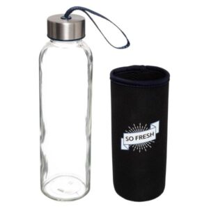 ΜΠΟΥΚΑΛΙ ΝΕΡΟY 500ML ΓΥΑΛΙΝΟ ΜΕ ΙΣΟΘΕΡΜΙΚΟ NEOPRENE ΜΑΥΡΟ 6.5x22.5cm