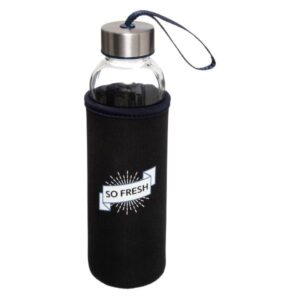 ΜΠΟΥΚΑΛΙ ΝΕΡΟY 500ML ΓΥΑΛΙΝΟ ΜΕ ΙΣΟΘΕΡΜΙΚΟ NEOPRENE ΜΑΥΡΟ 6.5x22.5cm