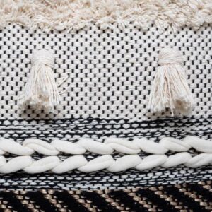 WEAVING CONN, ΜΑΞΙΛΑΡΙ ΥΦΑΝΤΟ COTTON & POLYESTER ΕΚΡΟΥ με ΜΑΥΡΟ 45x45cm