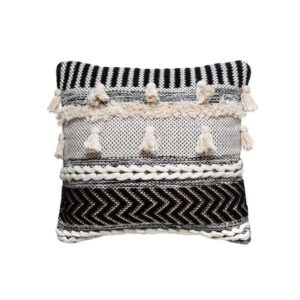 WEAVING CONN, ΜΑΞΙΛΑΡΙ ΥΦΑΝΤΟ COTTON & POLYESTER ΕΚΡΟΥ με ΜΑΥΡΟ 45x45cm