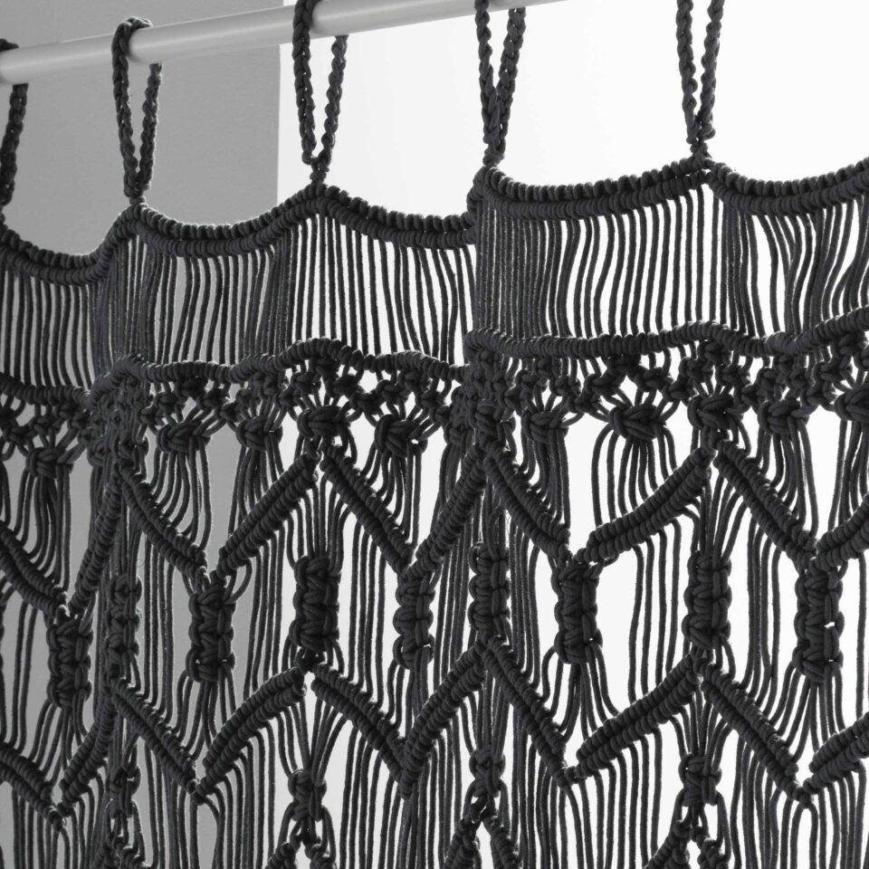 MACRAME, ΚΟΥΡΤΙΝΑ ΜΕ ΤΙΡΑΝΤΕΣ, ΒΑΜΒΑΚΕΡΗ ΜΑΥΡΟ 90x200cm