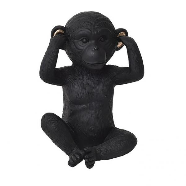 WISE MONKEY HEARING MODEL, ακρυλικό, μαύρο - χρυσό, 17x13x13
