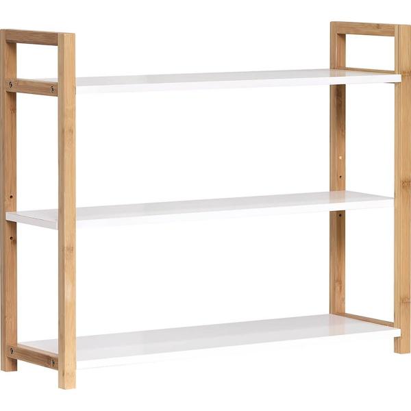 BAMBOO NUOVO, ΡΑΦΙΕΡΑ ΚΡΕΜΑΣΤΗ Ή ΔΑΠΕΔΟΥ MDF & ΜΠΑΜΠΟΥ, ΛΕΥΚΟ - ΦΥΣΙΚΟ 64x20x53cm