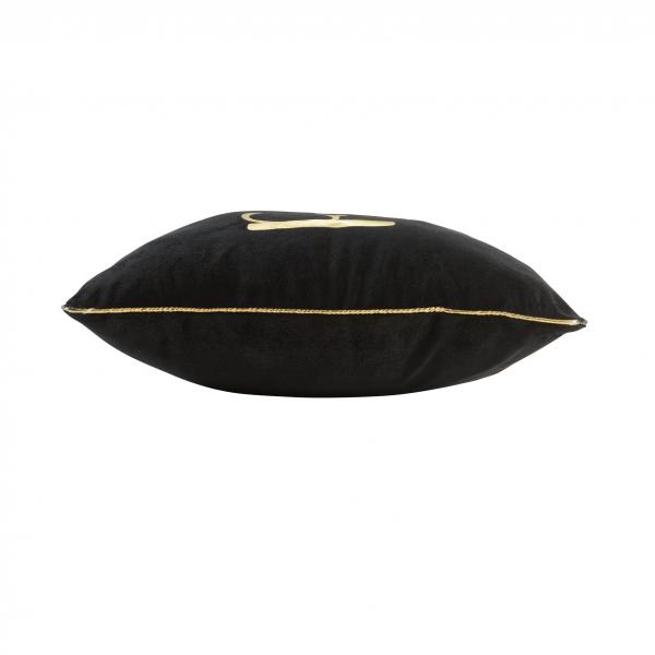 ROCK, ΜΑΞΙΛΑΡΙ ΜΕ ΡΕΛΙ POLYESTER ΒΕΛΟΥΔΟ, ΜΑΥΡΟ ME ΧΡΥΣΟ 45x45cm