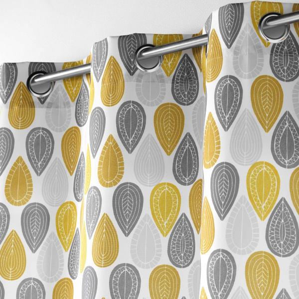 ΚΟΥΡΤΙΝΑ ΜΕΤΡΙΑΣ ΣΚΙΑΣΗΣ ΜΕ ΤΡΟΥΚ POLYESTER, PALPITO ΚΙΤΡΙΝΟ ΜΕ ΛΕΥΚΟ & ΓΚΡΙ 140x260cm
