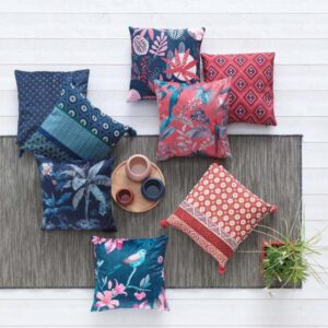SARESTI, ΜΑΞΙΛΑΡΟΘΗΚΗ POLYESTER ΜΠΛΕ ΜΕ ΡΟΖ 40x40cm
