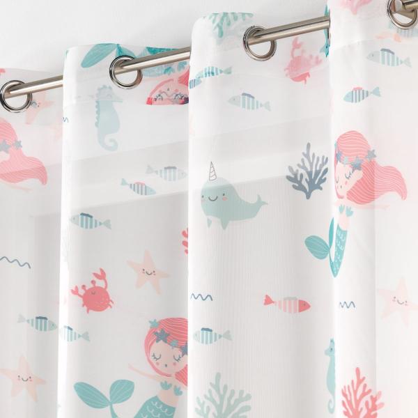 ΠΑΙΔΙΚΗ ΚΟΥΡΤΙΝΑ ΔΙΑΦΑΝΗ ΜΕ ΤΡΟΥΚ POLYESTER, MERMAID ΓΚΡΙ 140Χ240cm