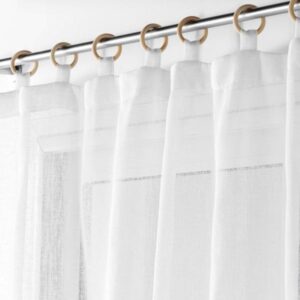 ΚΟΥΡΤΙΝΑ ΔΙΑΦΑΝΗ ΜΕ ΚΟΚΑΛΙΝΟΥΣ ΚΡΙΚΟΥΣ LESLY, POLYESTER ΛΕΥΚΗ 140x240cm