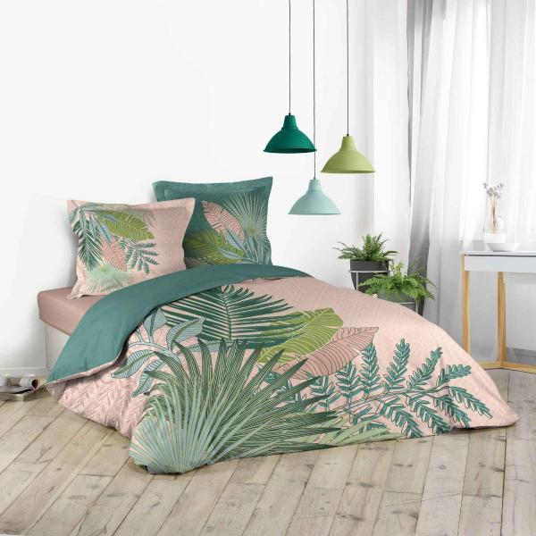 MONSTERA, ΣΕΤ ΠΑΠΛΩΜΑΤΟΘΗΚΗ ΥΠΕΡΔΙΠΛΗ 260x240cm & ΔΥΟ ΜΑΞΙΛΑΡΟΘΗΚΕΣ 63x63cm, 100% ΒΑΜΒΑΚΕΡΑ 42 ΝΗΜΑΤ