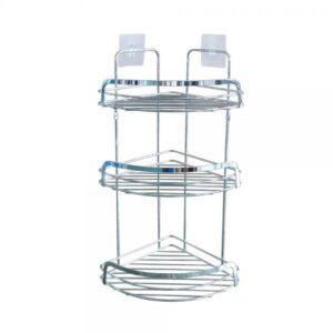 STICKY, ΡΑΦΙΕΡΑ ΜΠΑΝΙΟΥ ΓΩΝΙΑ 3 ΕΠΙΠΕΔΩΝ ΜΕ ΑΥΤΟΚΟΛΛΗΤΟ, ΜΕΤΑΛΛΙΚΗ ΧΡΩΜΙΟ 22.8x29.8x49cm