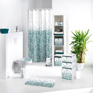 MOSAIC, ΚΟΥΡΤΙΝΑ ΜΠΑΝΙΟΥ ΥΦΑΣΜΑΤΙΝΗ POLYESTER 180X200 ΛΕΥΚΗ ΜΕ ΓΑΛΑΖΙΟ