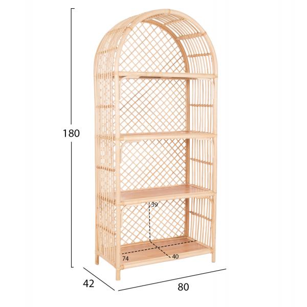 ΒΙΒΛΙΟΘΗΚΗ SIMOK ΦΥΣΙΚΟ RATTAN ΣΕ ΦΥΣΙΚΟ ΧΡΩΜΑ 80x42x180Υεκ.