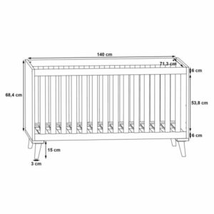 ΒΡΕΦΙΚΟ ΚΡΕΒΑΤΙ BAMBINI ΑΝΟΙΧΤΟ ΓΚΡΙ ΦΥΣΙΚΟ 144,8 x76,9x83,4Υ εκ.