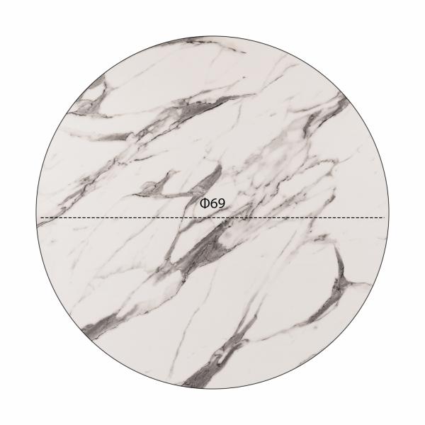 ΕΠΙΦΑΝΕΙΑ ΤΡΑΠΕΖΙΟΥ HPL MARBLE WHITE-GREY Φ69 εκ. ΠΑΧΟΥΣ 12mm.