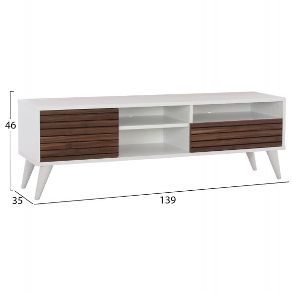 ΕΠΙΠΛΟ ΤΗΛΕΟΡΑΣΗΣ KASHTON ΚΑΡΥΔΙ-ΛΕΥΚΟ 139x35x46 εκ.