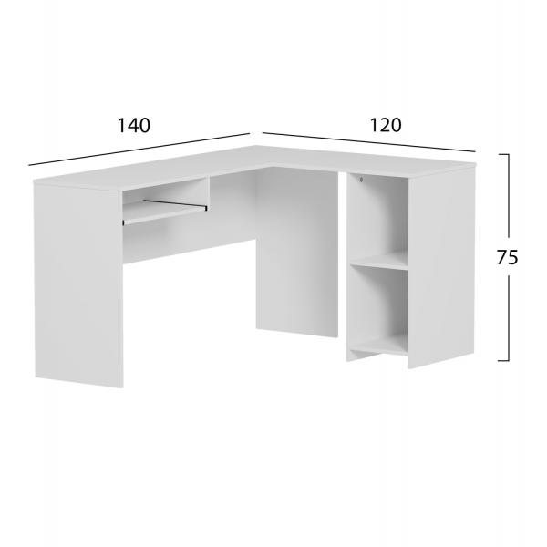 ΓΩΝΙΑΚΟ ΓΡΑΦΕΙΟ MDF ΣΕ ΛΕΥΚΟ 140x120x75Υεκ