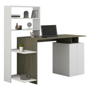 ΓΡΑΦΕΙΟ ΜΕ ΒΙΒΛΙΟΘΗΚΗ ΜΕΛΑΜΙΝΗ OLIVE GREY ΛΕΥΚΟ 146,3x55x128,8Υεκ.FB98886.11