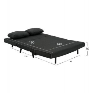 ΚΑΝΑΠΕΣ ΚΡΕΒΑΤΙ 2 ΑΤΟΜΩΝ ΣΚΟΥΡΟ ΓΚΡΙ ΥΦΑΣΜΑ 140x80x77Yεκ.