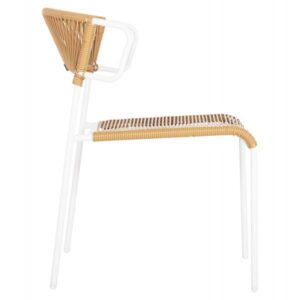 ΚΑΡΕΚΛΑ SUKI ΜΕΤΑΛΛO ΛΕΥΚΟ KAI ΣΥΝΘ. RATTAN ΣΕ ΦΥΣΙΚΟ 54x62x80Υεκ