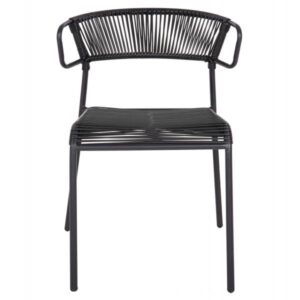 ΚΑΡΕΚΛΑ SUKI ΜΕΤΑΛΛO KAI ΣΥΝΘΕΤΙΚΟ RATTAN ΣΕ ΜΑΥΡΟ 54x62x80Υεκ