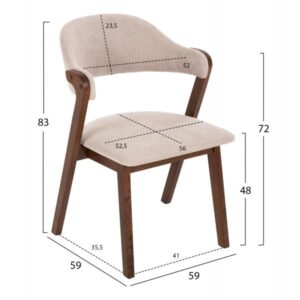 ΚΑΡΕΚΛΑ RIDER RUBBERWOOD ΣΕ ΚΑΡΥΔΙ-ΥΦΑΣΜΑ ΕΚΡΟΥ 59x59x83Yεκ.