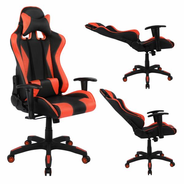 ΚΑΡΕΚΛΑ ΓΡΑΦΕΙΟΥ GAMING ΜΑΥΡΟ ΚΟΚΚΙΝΟ PU 68,5 x 71,5 x 133,5 εκ.