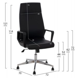 ΚΑΡΕΚΛΑ ΓΡΑΦΕΙΟΥ ΜΑΥΡΗ SUPERIOR 72x70x121 εκ.