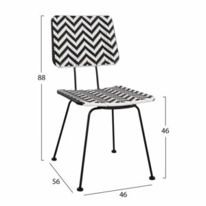 ΚΑΡΕΚΛΑ ΜΕΤΑΛΛΙΚΗ ALLEGRA ΜΕ WICKER ΜΑΥΡΟ-ΛΕΥΚΟ 46x56x88Υ εκ.