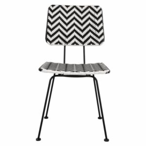 ΚΑΡΕΚΛΑ ΜΕΤΑΛΛΙΚΗ ALLEGRA ΜΕ WICKER ΜΑΥΡΟ-ΛΕΥΚΟ 46x56x88Υ εκ.