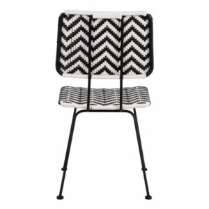 ΚΑΡΕΚΛΑ ΜΕΤΑΛΛΙΚΗ ALLEGRA ΜΕ WICKER ΜΑΥΡΟ-ΛΕΥΚΟ 46x56x88Υ εκ.