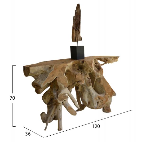 ΚΟΝΣΟΛΑ ΑΠΟ ΜΑΣΙΦ ΞΥΛΟ ΤEAK ΦΥΣΙΚΟ 120Χ36Χ70Y εκ.
