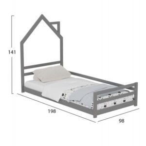 ΚΡΕΒΑΤΙ ΠΑΙΔΙΚΟ HOUSER τ.MONTESSORI ΞΥΛΟ ΠΕΥΚΟ ΓΚΡΙ- 190x90εκ