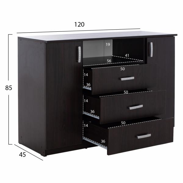 ΜΠΟΥΦΕΣ ΜΕ 2 ΝΤΟΥΛΑΠΙΑ Κ 3 ΣΥΡΤΑΡΙΑ WENGE 120X45X85Y εκ.