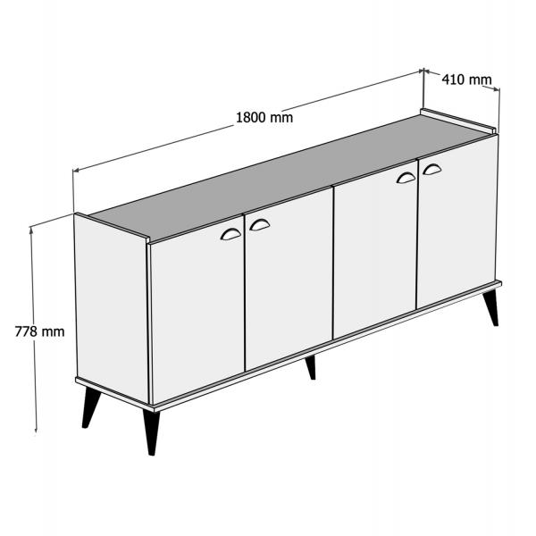 ΜΠΟΥΦΕΣ ΜΕΛΑΜΙΝΗΣ NATURAL WOOD - ΜΑΥΡΟ ΜΑΡΜΑΡΟ 180x41x77,8Y εκ.