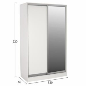ΝΤΟΥΛΑΠΑ ΣΥΡΟΜΕΝΗ ΜΕΛΑΜΙΝΗΣ 120x60x220Yεκ. ΔΙΦΥΛΛΗ ΛΕΥΚΗ ΜΕ ΚΑΘΡΕΠΤΗ