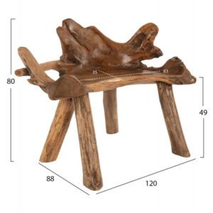 ΠΑΓΚΑΚΙ ΑΠΟ ΜΑΣΙΦ ΞΥΛΟ TΕΑK ΦΥΣΙΚΟ 120x88x80 εκ.