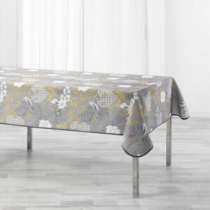 AVE, ΤΡΑΠΕΖΟΜΑΝΤΗΛΟ ΤΥΠΩΤΟ POLYESTER, ΓΚΡΙ / ΛΕΥΚΟ 150x240cm