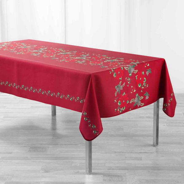 ZIDE, ΤΡΑΠΕΖΟΜΑΝΤΗΛΟ Xmas ΤΥΠΩΤΟ POLYESTER, ΚΟΚΚΙΝΟ 150x240cm