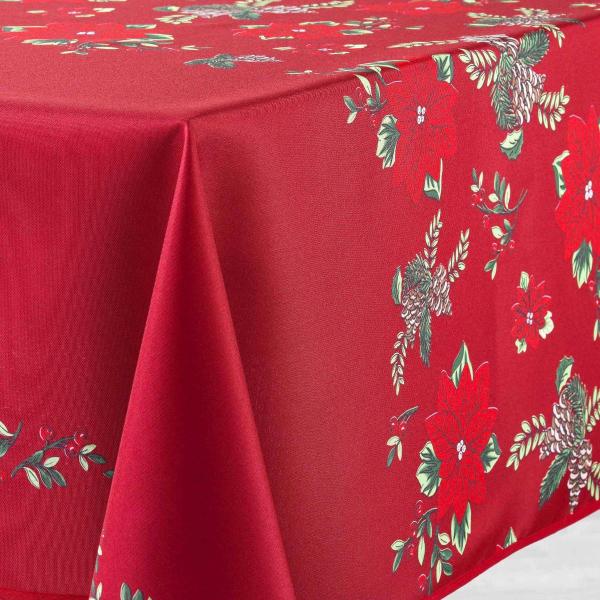 ZIDE, ΤΡΑΠΕΖΟΜΑΝΤΗΛΟ Xmas ΤΥΠΩΤΟ POLYESTER, ΚΟΚΚΙΝΟ 150x240cm