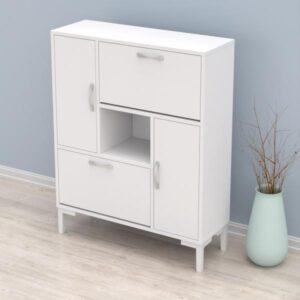 ΠΑΠΟΥΤΣΟΘΗΚΗ ΜΕΛΑΜΙΝΗ ΣΕ ΛΕΥΚΟ-ΛΕΥΚΑ ΠΟΔΙΑ 86,5x30x109Υεκ