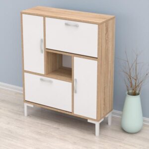 ΠΑΠΟΥΤΣΟΘΗΚΗ ΜΕΛΑΜΙΝΗ ΣΕ ΛΕΥΚΟ & ΣΟΝΑΜΑ-ΛΕΥΚΑ ΠΟΔΙΑ 86,5x30x109Υεκ