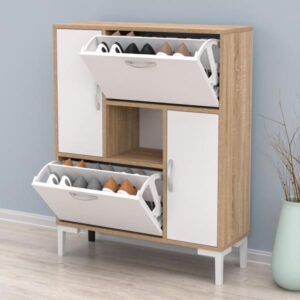 ΠΑΠΟΥΤΣΟΘΗΚΗ ΜΕΛΑΜΙΝΗ ΣΕ ΛΕΥΚΟ & ΣΟΝΑΜΑ-ΛΕΥΚΑ ΠΟΔΙΑ 86,5x30x109Υεκ