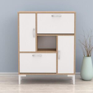 ΠΑΠΟΥΤΣΟΘΗΚΗ ΜΕΛΑΜΙΝΗ ΣΕ ΛΕΥΚΟ & ΣΟΝΑΜΑ-ΛΕΥΚΑ ΠΟΔΙΑ 86,5x30x109Υεκ