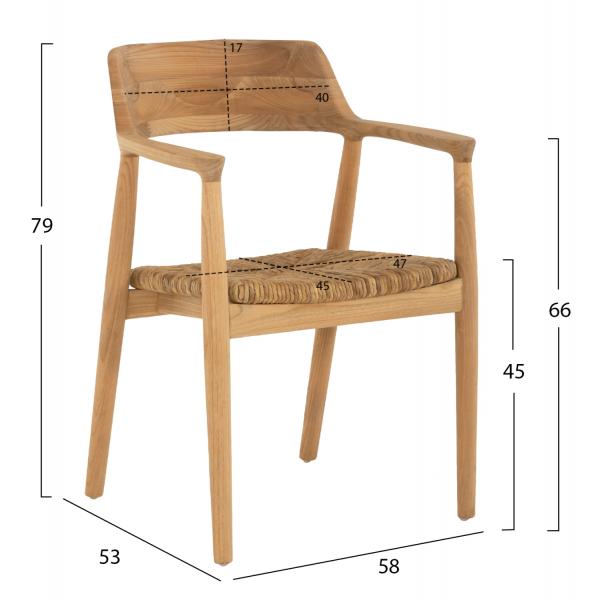 ΠΟΛΥΘΡΟΝΑ KINGSLEY2 ΑΠΟ ΞΥΛΟ ΤΕΑΚ ΚΑΙ ΚΑΘΙΣΜΑ ΨΑΘΑ 58x53x79 εκ.