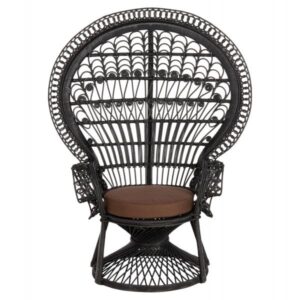 ΠΟΛΥΘΡΟΝΑ ROYAL PEACOCK RATTAN ΜΑΥΡΟ-ΜΑΞΙΛΑΡΙ ΚΑΦΕ 114x72x150Yεκ.