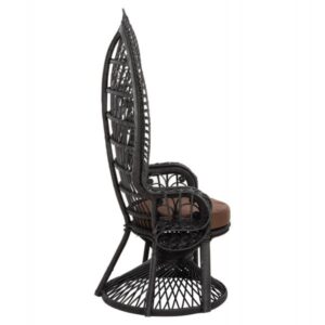 ΠΟΛΥΘΡΟΝΑ ROYAL PEACOCK RATTAN ΜΑΥΡΟ-ΜΑΞΙΛΑΡΙ ΚΑΦΕ 114x72x150Yεκ.