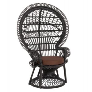 ΠΟΛΥΘΡΟΝΑ ROYAL PEACOCK RATTAN ΜΑΥΡΟ-ΜΑΞΙΛΑΡΙ ΚΑΦΕ 114x72x150Yεκ.