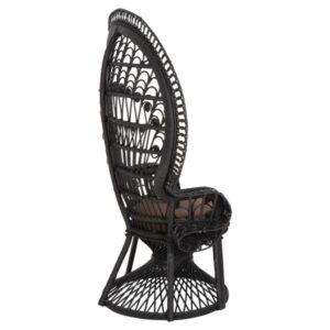 ΠΟΛΥΘΡΟΝΑ ROYAL PEACOCK RATTAN ΜΑΥΡΟ-ΜΑΞΙΛΑΡΙ ΚΑΦΕ 114x72x150Yεκ.